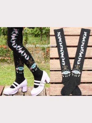 Classic Lolita Style Floral Over Knee Socks Otks